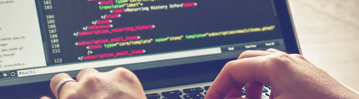 web developer writing code for website development