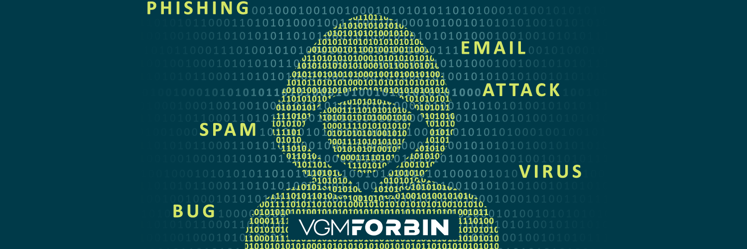 Code across the screen with hoodie covered silhouette and the following words floating around phishing, spam, bug, email, attack, virus