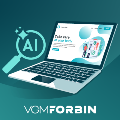 AI magnifying glass over a laptop