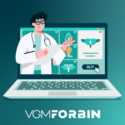 laptop with a person using the online medical store