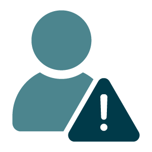 Icon of person with exclamation point next to them