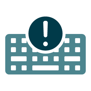 Keyboard illustration with an exclamation point on top of it