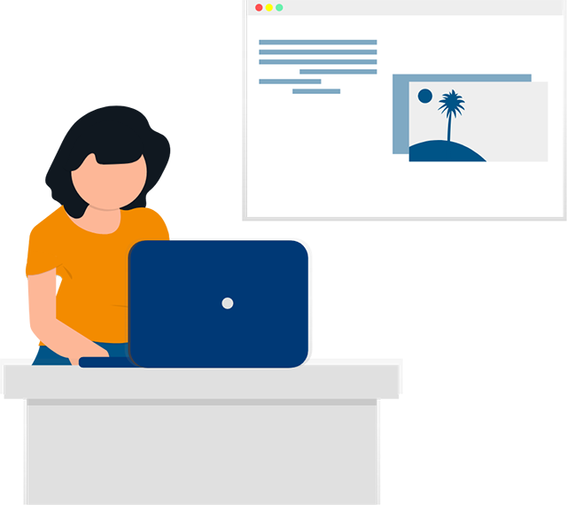illustration of a lady blogging