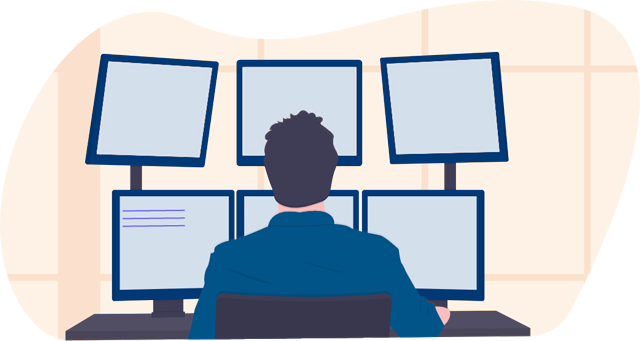 illustration of a man working from home