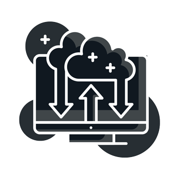 illustration of desktop computer cloud update icon