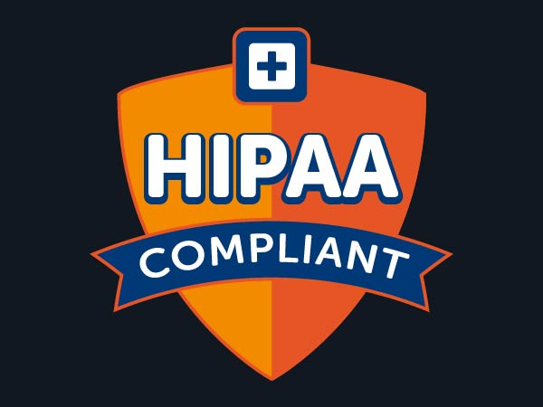 Illustration of a shield with the words HIPAA Compliant on top of it