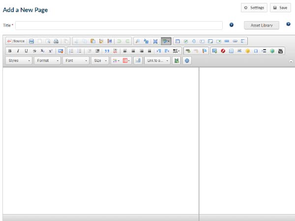 screen shot of our pagebuilder CMS editor with no content